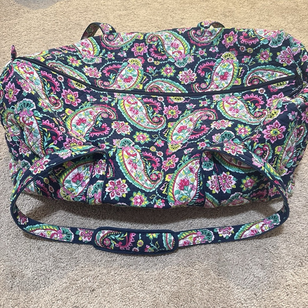 Vera Bradley Duffel Bag Women L Multicolor Petal Paisley Quilted Travel Luggage